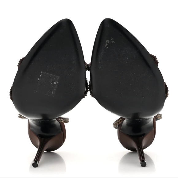 Saint Laurent Black and Brown Strappy Heels - Picture 5 of 8